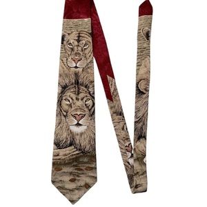 Endangered Species Marc Dennis Dynamic Duo Wildlife Lion Tiger Necktie T…